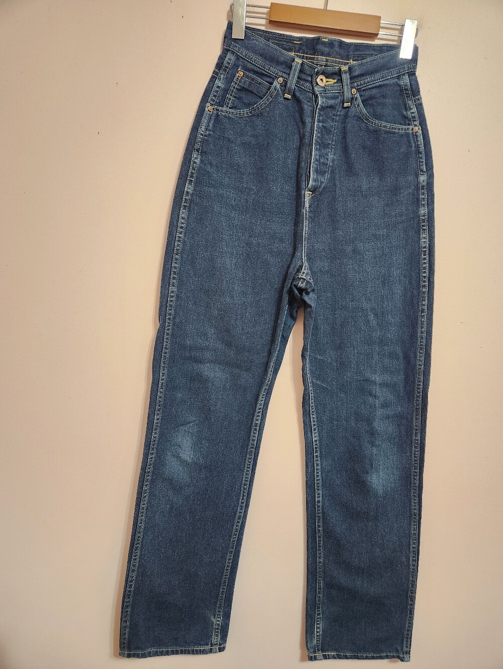 Vintage Lee Hair-on-Hide Cowhide Back Patch High Rise Straight Jeans Western XS